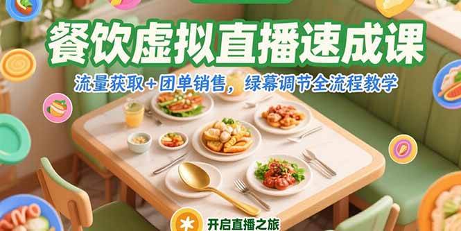 餐饮虚拟直播速成课，流量获取+团单销售，绿幕调节全流程教学插图