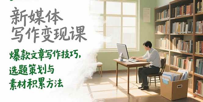 新媒体写作变现课，爆款文章写作技巧，选题策划与素材积累方法插图