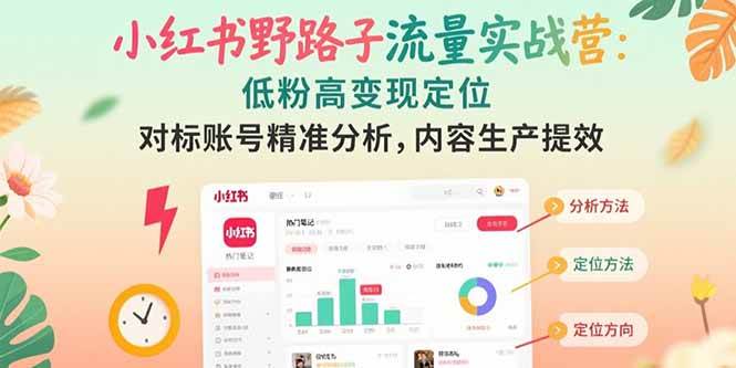 小红书野路子流量实战营：低粉高变现定位 对标账号精准分析 内容生产提效插图