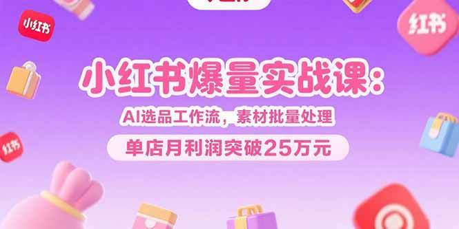 小红书爆量实战课：AI选品工作流，素材批量处理，单店月利润突破25万元插图