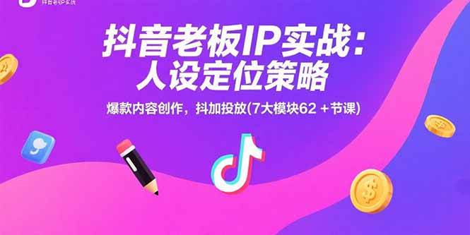 抖音老板IP实战：人设定位策略，爆款内容创作，抖加投放(7大模块62+节课)插图