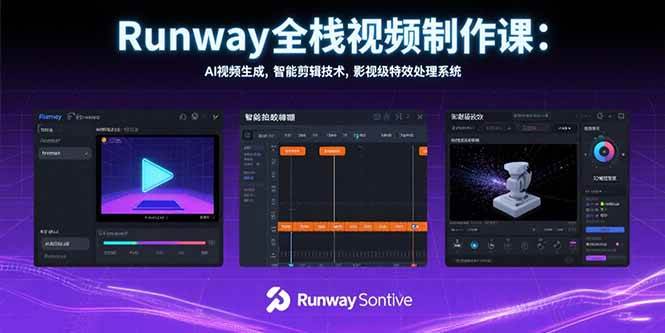 Runway全栈视频制作课：AI视频生成，智能剪辑技术，影视级特效处理系统插图