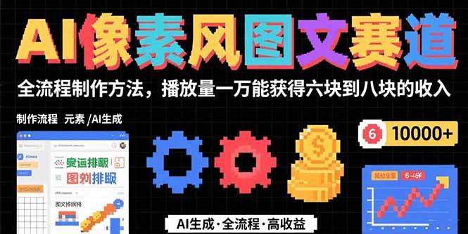 AI像素风图文赛道：全流程制作方法，播放量一万能获得6块到8块的收入插图