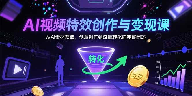 AI视频特效创作与变现课：从AI素材获取、创意制作到流量转化的完整闭环插图