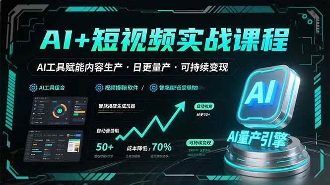 AI+短视频实战课程：AI工具赋能内容生产，实现日更量产可持续变现插图