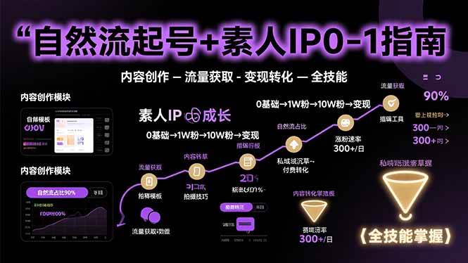 自然流起号+素人IP0-1指南，快速掌握内容创作-流量获取-变现转化-全技能插图