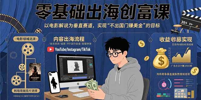 零基础出海创富课：以电影解说为垂直赛道，实现不出国门赚美金的目标插图