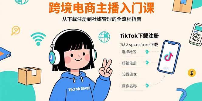 跨境电商主播入门课，TikTok下载注册，支付工具配置，社媒账号管理全流程插图
