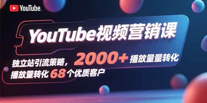 YouTube视频营销课，独立站引流策略，2000+播放量转化68个优质客户插图