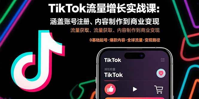 TikTok流量增长实战课：涵盖账号注册、流量获取、内容制作到商业变现插图