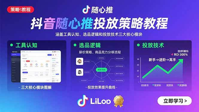 抖音随心推投放策略教程：涵盖工具认知、选品逻辑和投放技术三大核心模块插图