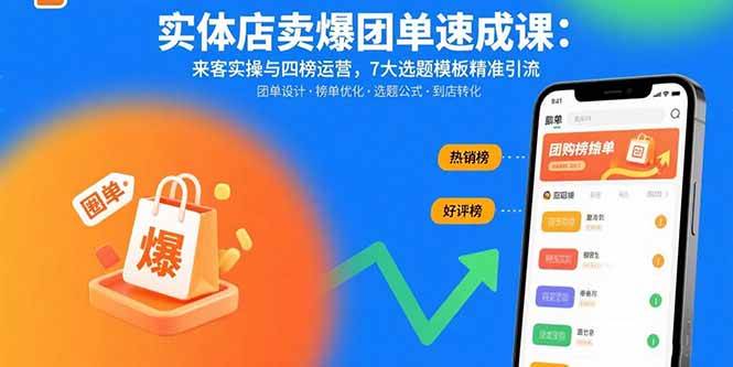 实体店卖爆团单速成课：来客实操与四榜运营，7大选题模板精准引流插图