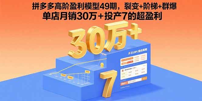 拼多多高阶盈利模型49期，裂变+阶梯+群爆  单店月销30万+投产7的超盈利插图