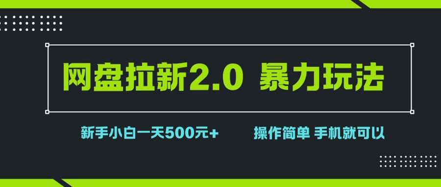 网盘拉新2.0，暴力玩法，新手小白一天轻松500，操作简单插图
