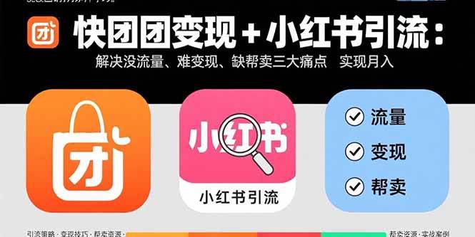 快团团变现+小红书引流：解决没流量、难变现、缺帮卖三大痛点 实现月入3w+插图