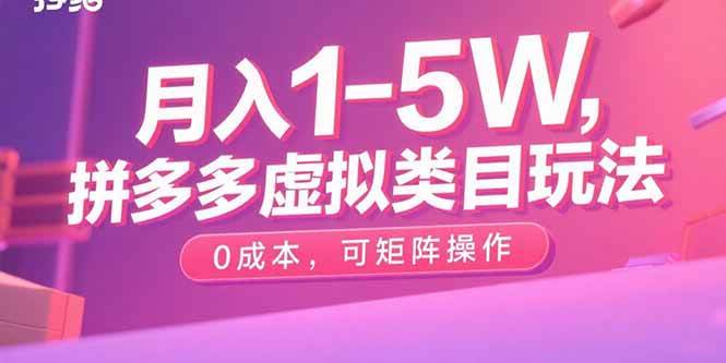 月入1-5W，拼多多虚拟类目玩法，0成本，可矩阵操作插图