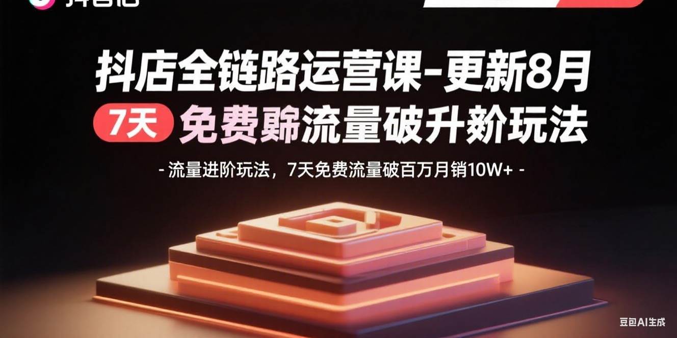 抖店全链路运营课-更新8月：流量进阶玩法，7天免费流量破百万月销10W+插图