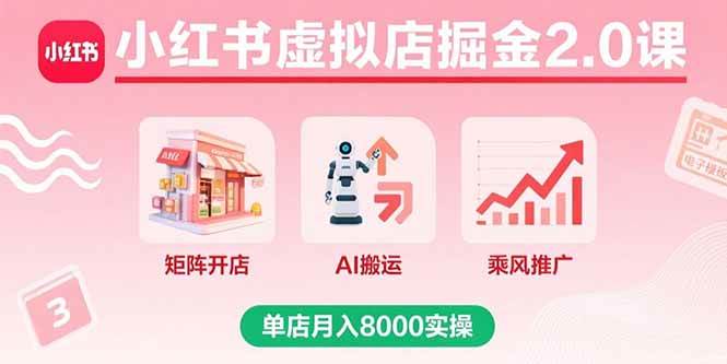 小红书虚拟店掘金2.0课，矩阵开店+AI搬运+乘风推广，单店月入8000实操插图