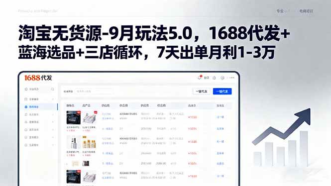 淘宝无货源-9月玩法5.0，1688代发+蓝海选品+三店循环，7天出单月利1-3万插图
