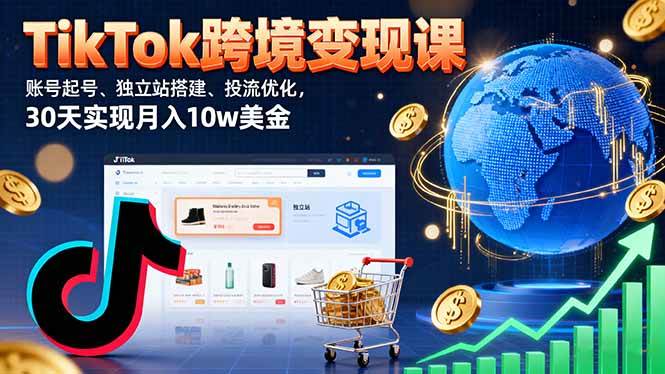 TikTok跨境变现课：账号起号、独立站搭建、投流优化，30天实现月入10w美金插图
