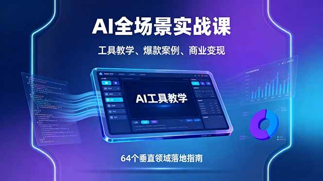 AI全场景实战课，工具教学、爆款案例、商业变现，64个垂直领域落地指南插图