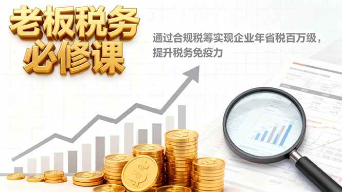 老板税务必修课,通过合规税筹实现企业年省税百万级,提升税务免疫力插图 老板税务必修课,通过合规税筹实现企业年省税百万级,提升税务免疫力