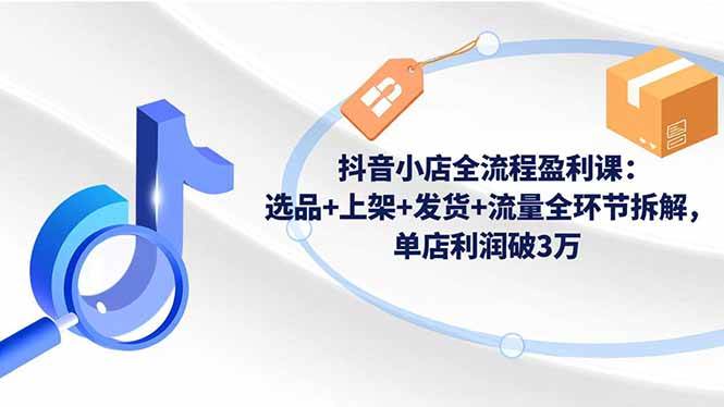 抖音小店全流程盈利课:选品+上架+发货+流量全环节拆解,单店利润破3万插图 抖音小店全流程盈利课:选品+上架+发货+流量全环节拆解,单店利润破3万