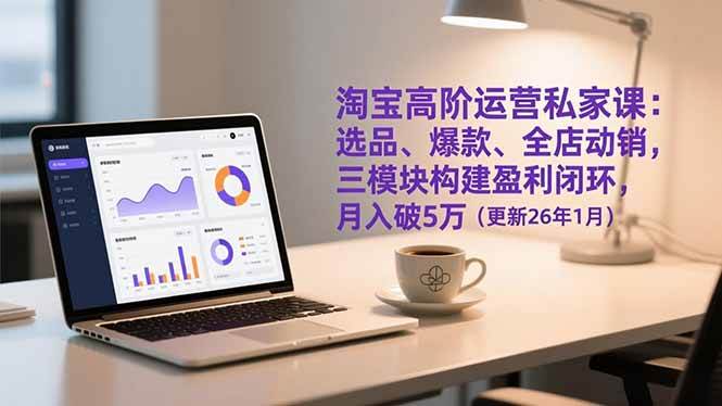 淘宝高阶运营私家课：选品、爆款、全店动销，三模块构建盈利闭环，月入破5万（更新26年1月）