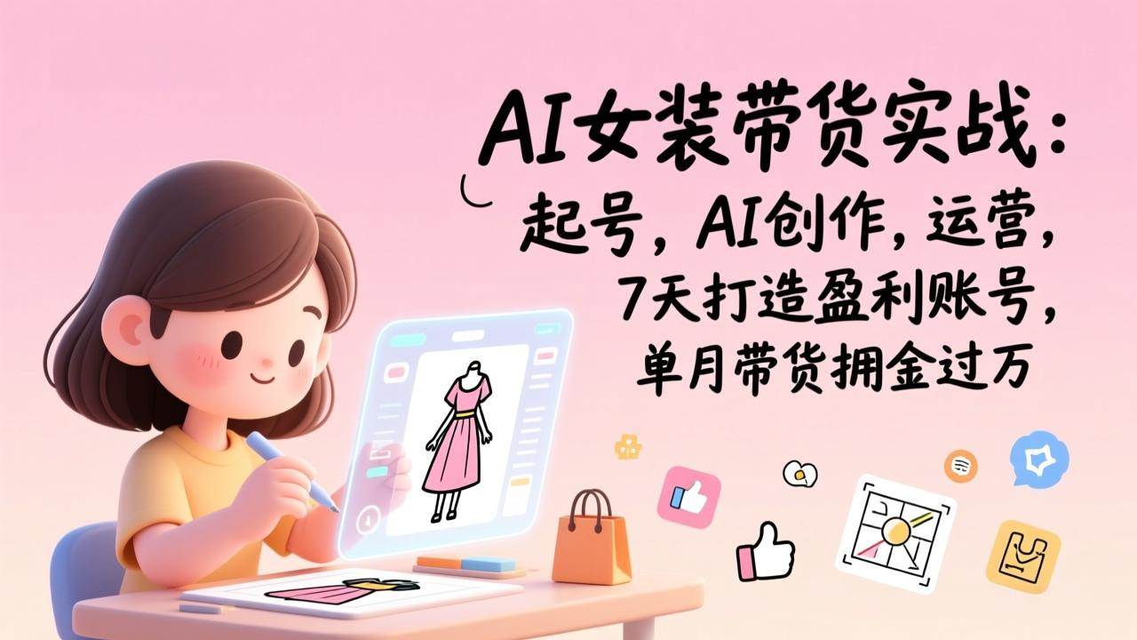 AI女装带货实战班（更新）：起号，AI创作，运营，7天打造盈利账号，单月带货佣金过万