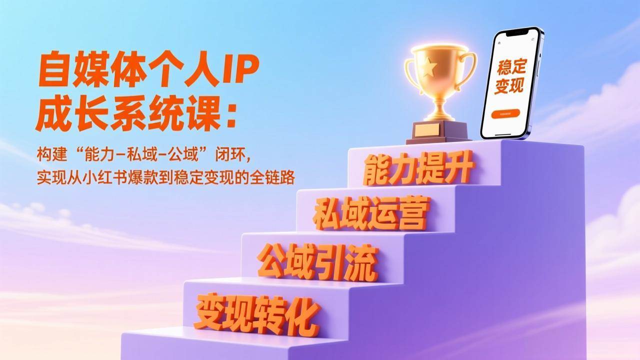 自媒体个人IP成长系统课:构建“能力-私域-公域”闭环,实现从小红书爆款到稳定变现的全链路插图 自媒体个人IP成长系统课:构建“能力-私域-公域”闭环,实现从小红书爆款到稳定变现的全链路