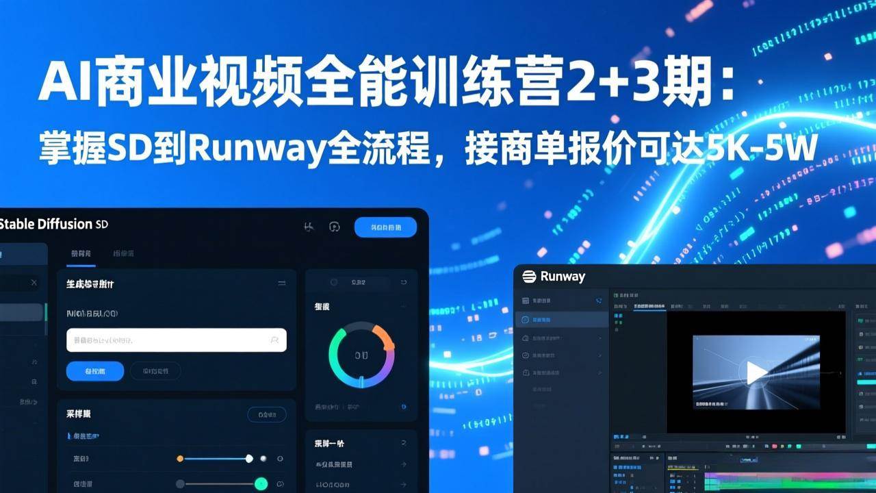 AI商业视频全能训练营2+3期:掌握SD到Runway全流程,接商单报价可达5K-5W插图 AI商业视频全能训练营2+3期:掌握SD到Runway全流程,接商单报价可达5K-5W