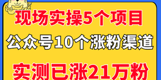 现场实操5个公众号项目,10个涨粉渠道,实测已涨21万粉!