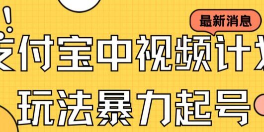 支付宝中视频玩法暴力起号影视起号有播放即可获得收益(带素材)