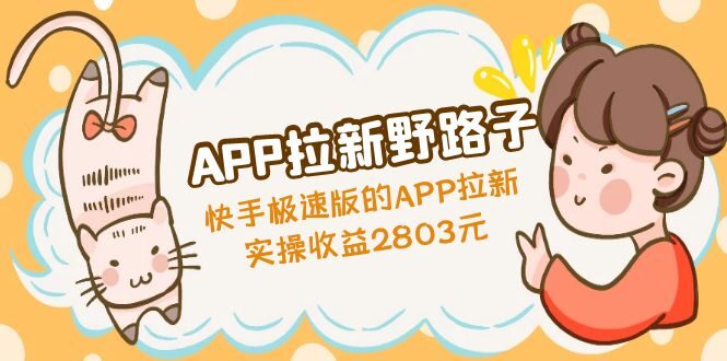 APP拉新野路子:快手极速版的APP拉新赚,实操收益2803元