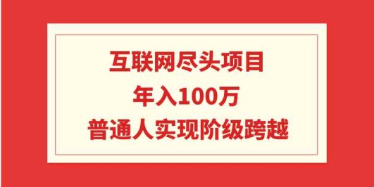 互联网尽头项目:年入100W,普通人实现阶级跨越