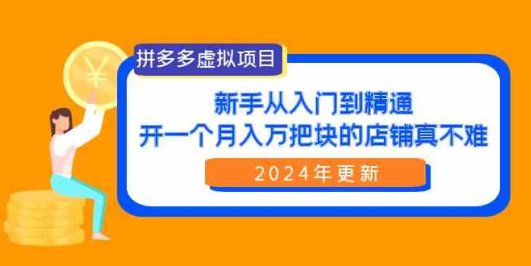 拼多多虚拟项目:入门到精通,开一个月入万把块的店铺 真不难(24年更新)