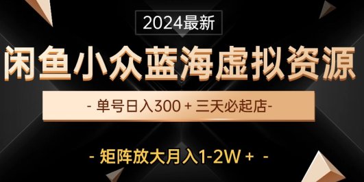 最新闲鱼小众蓝海虚拟资源，单号日入300＋，三天必起店，矩阵放大月入1-2W