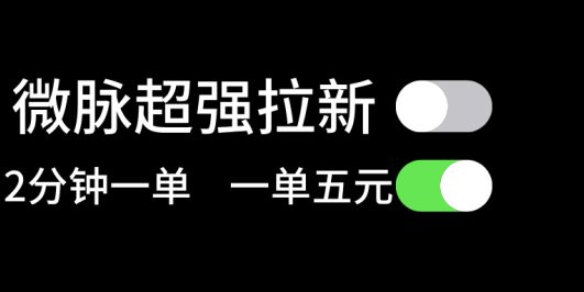 微脉超强拉新, 两分钟1单, 一单利润5块,适合小白