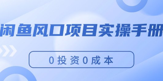 闲鱼风口项目实操手册,0投资0成本,让你做到,月入过万,新手可做