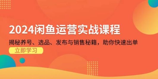 2024闲鱼运营实战课程:揭秘养号、选品、发布与销售秘籍,助你快速出单