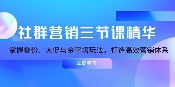 社群营销三节课精华:掌握叠价、大促与金字塔玩法,打造高效营销体系