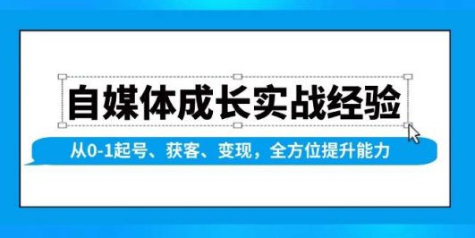 自媒体成长实战经验,从0-1起号、获客、变现,全方位提升能力