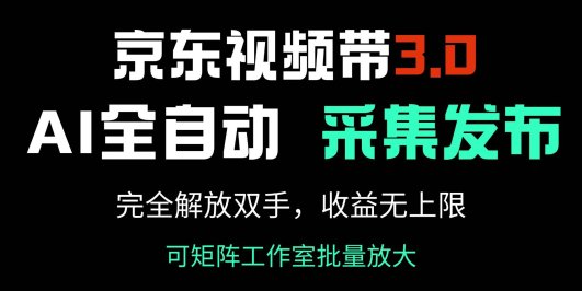 京东视频带货3.0,Ai全自动采集+自动发布,完全解放双手,收入无上限…