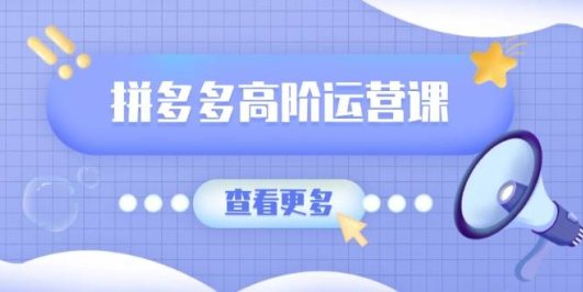 拼多多高阶运营课:极致群爆款玩法,轻付费无尽复制,打造单品爆款之路