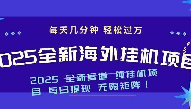2025最新海外挂机项目：每天几分钟，轻松月入过万