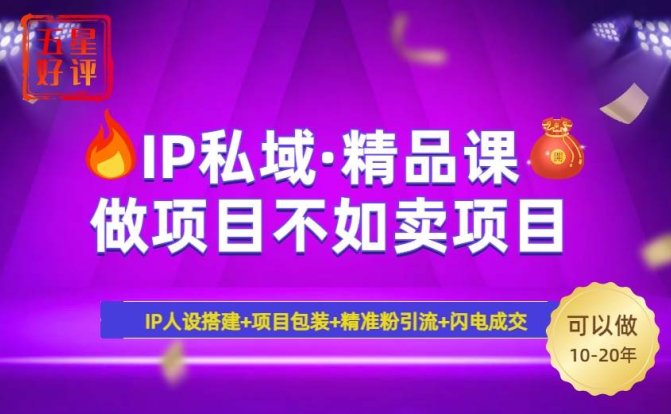 2025年“IP私域·密训精品课”，日赚3000+小白避坑年赚百万，暴力引流…