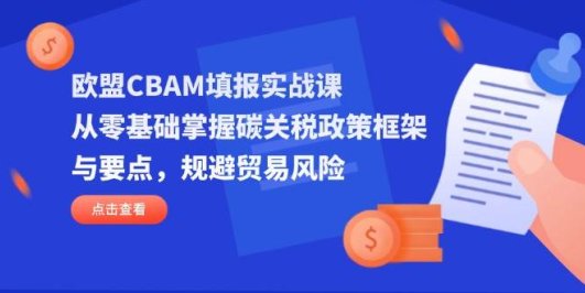 欧盟CBAM填报实战课,从零基础掌握碳关税政策框架与要点,规避贸易风险