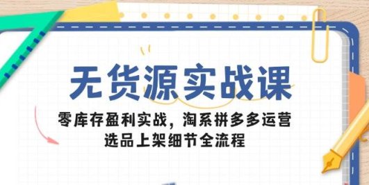 无货源实战课:零库存盈利实战,淘系拼多多运营,选品上架细节全流程