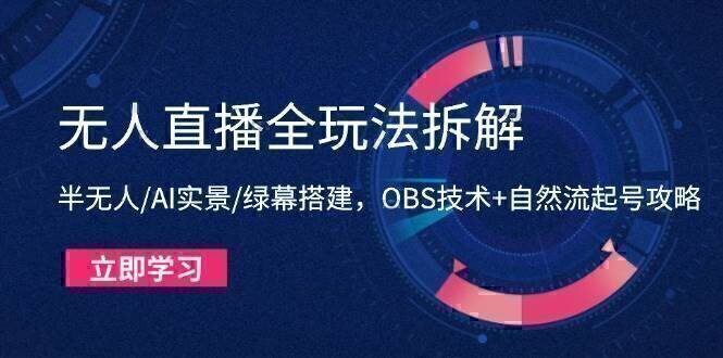 无人直播全玩法拆解：半无人/AI实景/绿幕搭建，OBS技术+自然流起号攻略