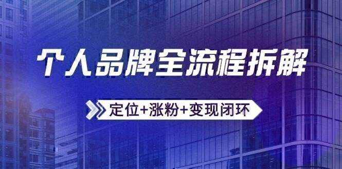 个人品牌全流程拆解：定位+涨粉+变现闭环，微信生态运营与资源整合